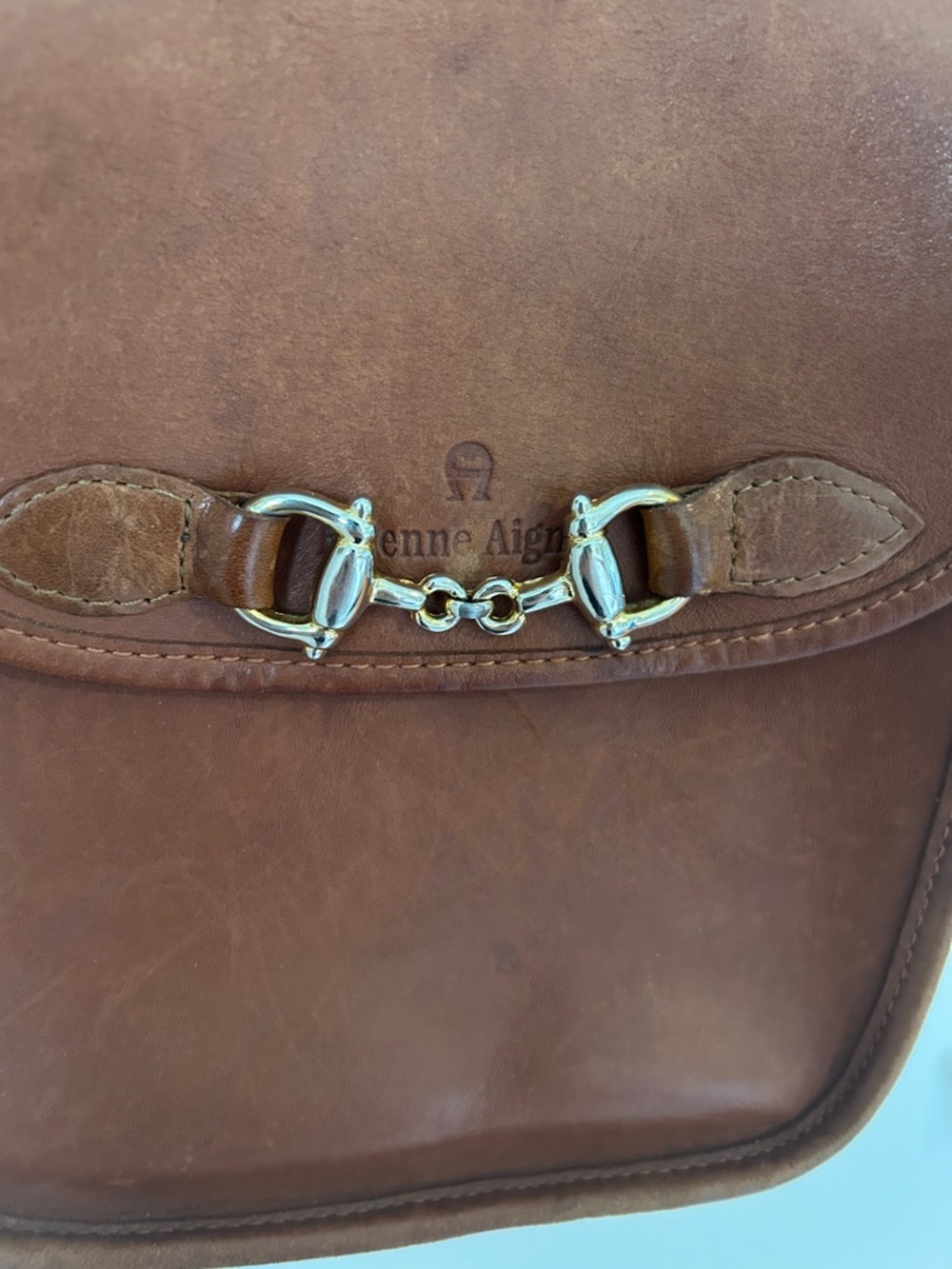Vintage Etienne Aigner Cognac Leather Crossbody Bag Horsebit Mini Saddle Purse - Picture 3 of 6